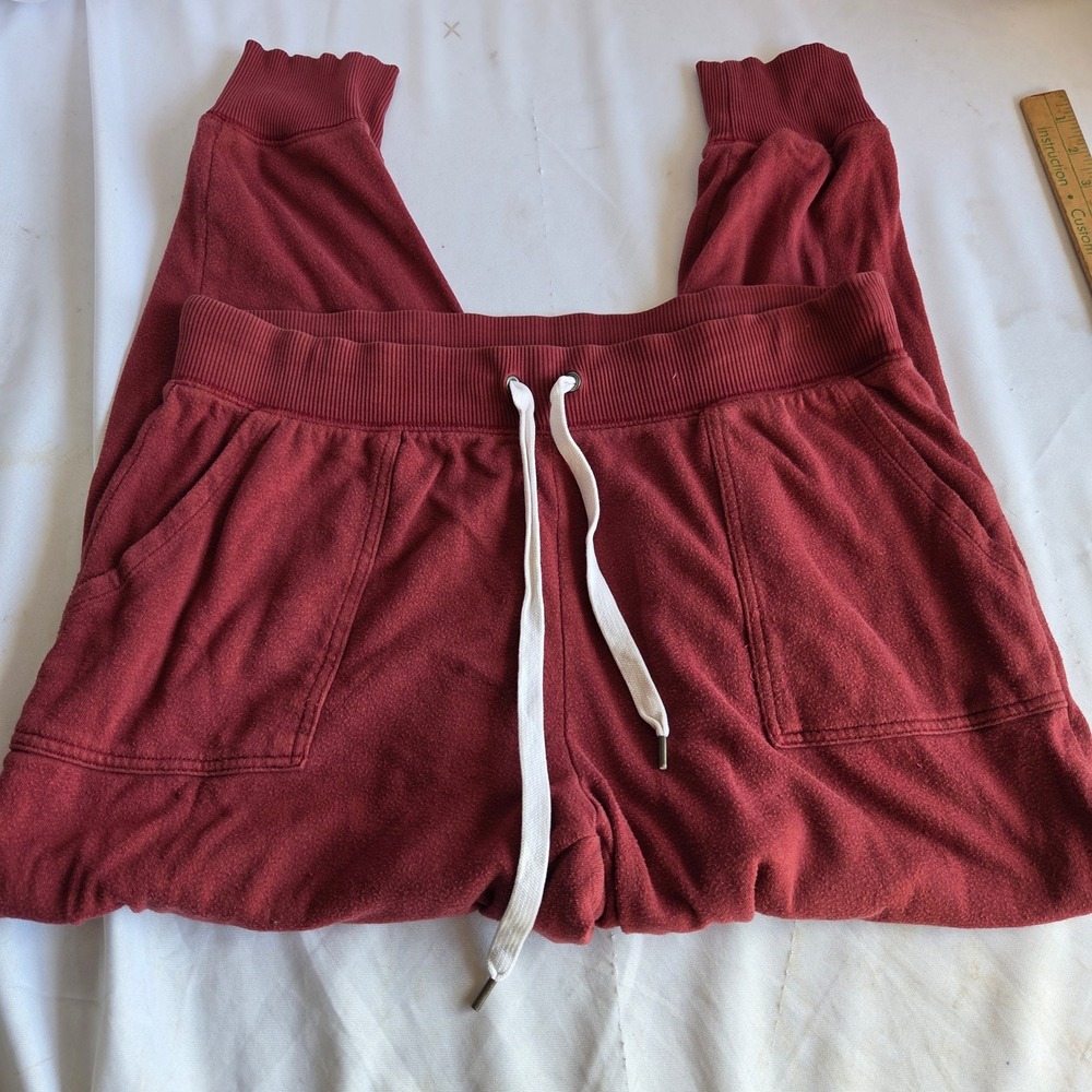 Aerie Burgundy Joggers XL Maroon Fleece Lounge Pants Drawstring Cuffed Sweatpant